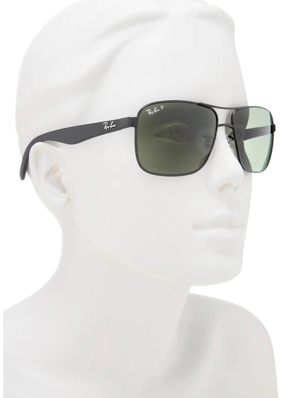 Ray-Ban Black Frame Sunglasses with Green Lenses